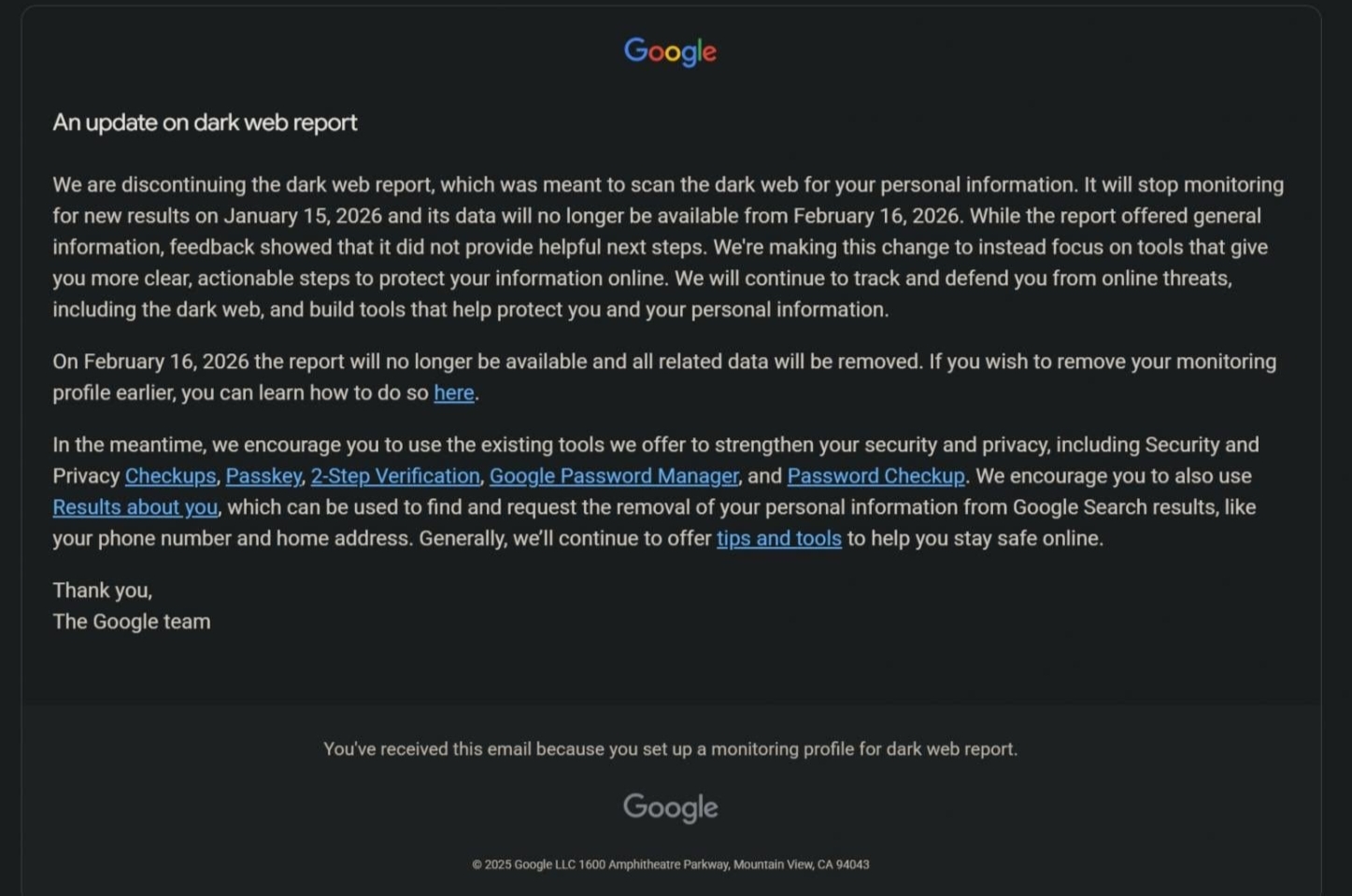 Google Ends Dark Web Scanning in 2026 – How to Protect Your Data Now