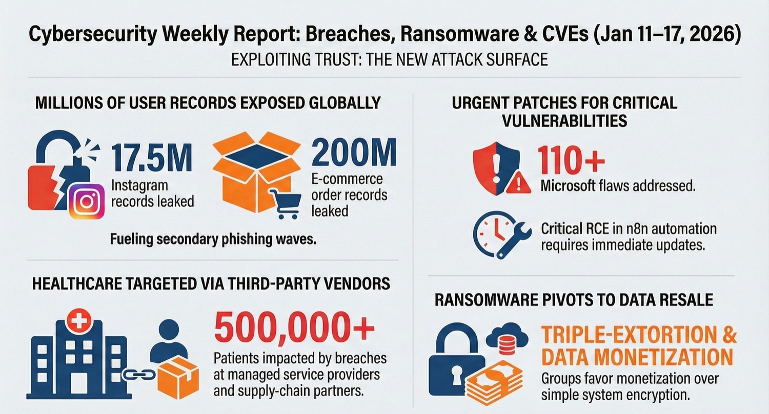 Cybersecurity Weekly Report: Breaches, Ransomware & CVEs (Jan 11–17, 2026)