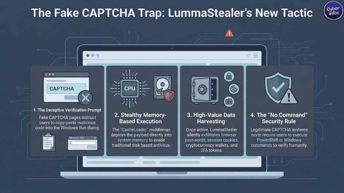 LummaStealer Malware Resurfaces via Fake CAPTCHA Attacks