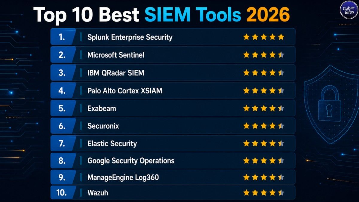 Ranked list of the top 10 best SIEM tools 2026 for enterprise SOC teams